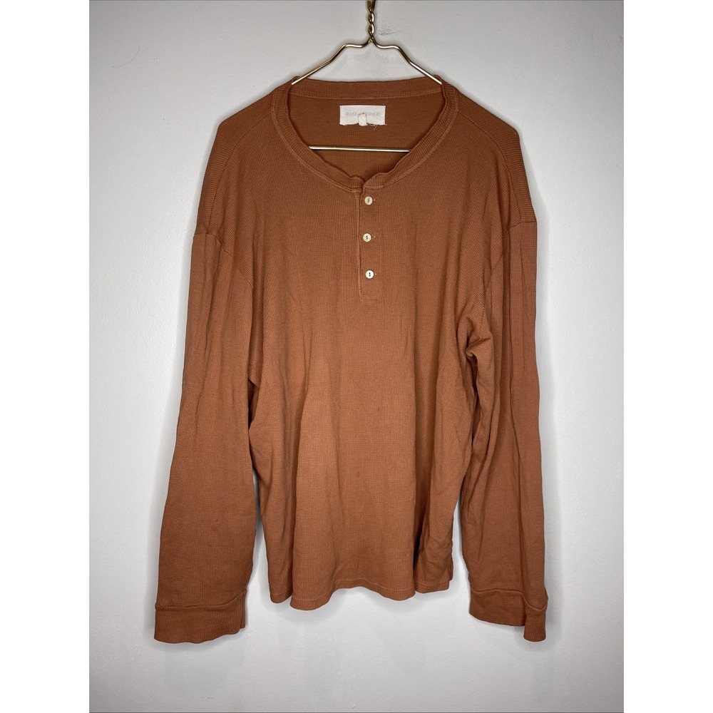 Road to Nowhere Men's Henley Orange‎ Jersey USA Large L